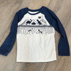 Jumping Beans Navy and Cream Dinosaur Long Sleeve Tee